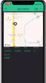 GPS location data shown on Blynk application