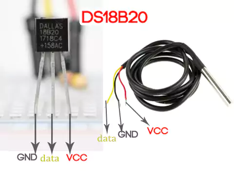 DS18B20 temperature sensor pinout diagram