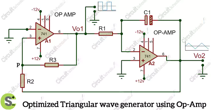 optimized triangular wave generator using op amp circuit diagram